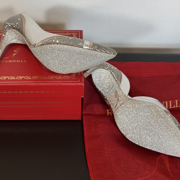 NWT Rene Caovilla Jeweled Silver Pump ORIGINAL PRICE $1,160 - Picture 7 of 9